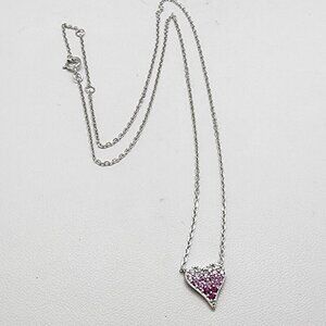 Brand New Sterling Silver 925 Pink Heart Necklace